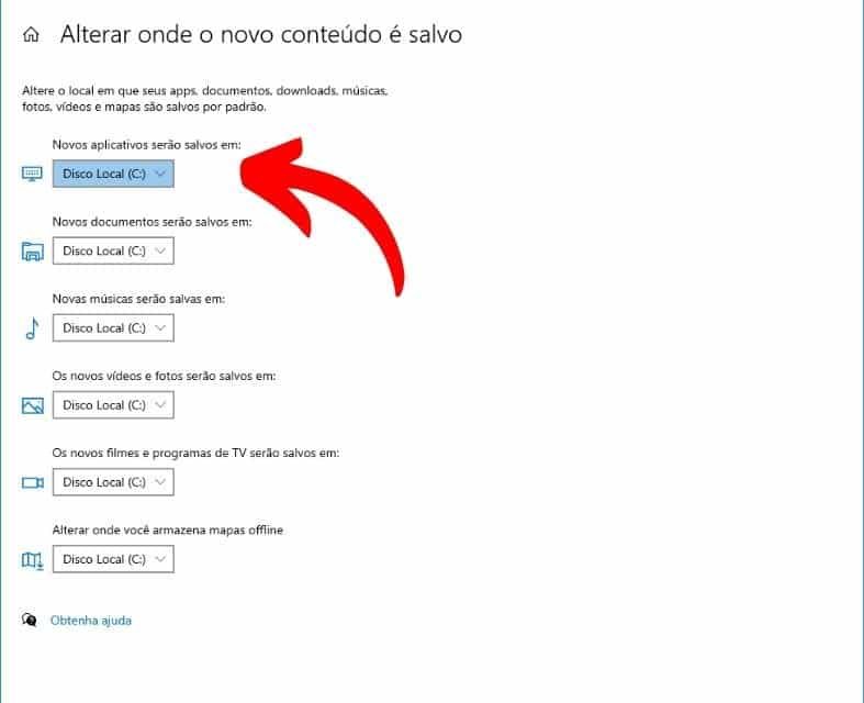 Windows 10 - Novos aplicativos serão salvos em