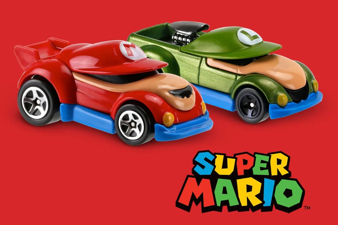 Personagens do jogo Mario Bros se transformam em carrinhos Hot Wheels