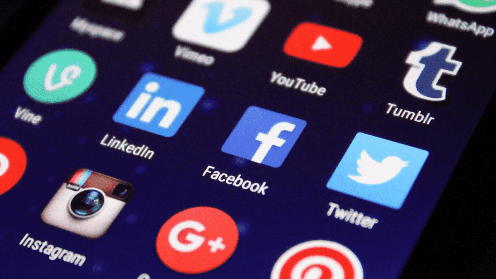 Facebook, Instagram, Twitter, Linkedin, Youtube, Tumblr
