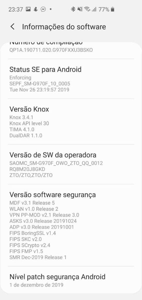 Samsung Galaxy S10e Android 10 One UI 2.0