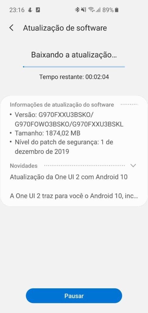 Samsung Galaxy S10e Android 10 One UI 2.0