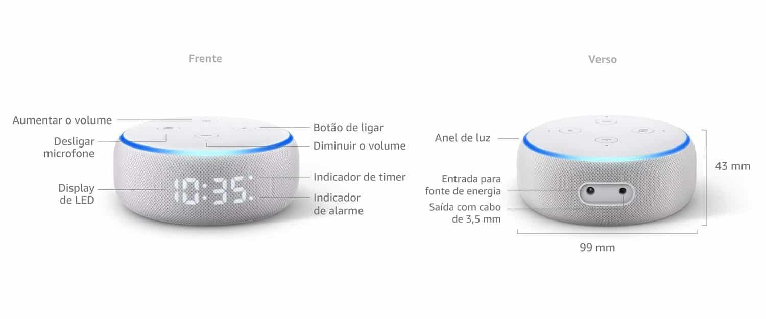 Amazon Echo Dot com relógio
