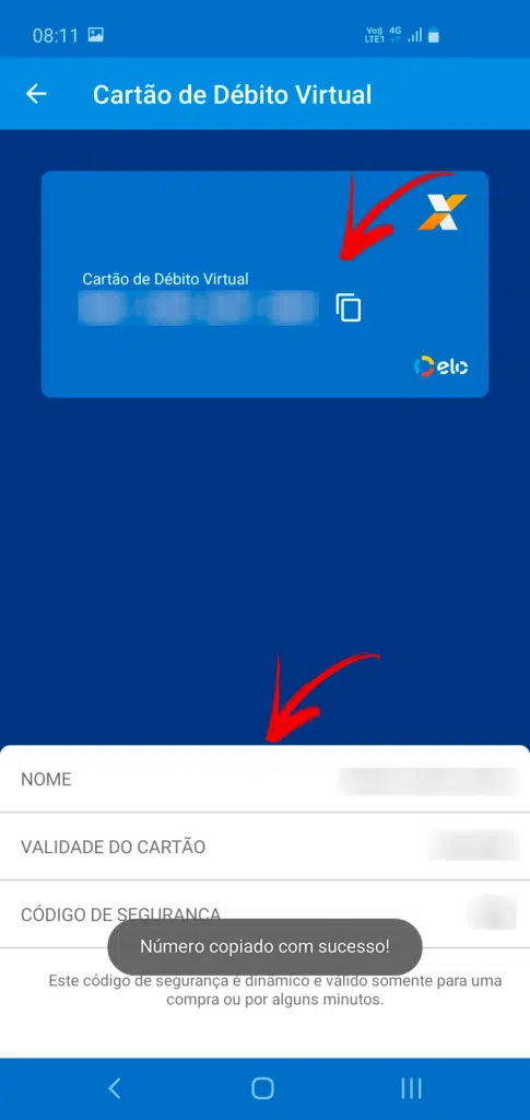 Caixa Tem - Informações do cartão virtual