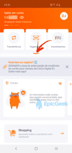 Banco Inter - Acessar menu completo