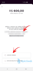 NuConta - Copie o código de barras