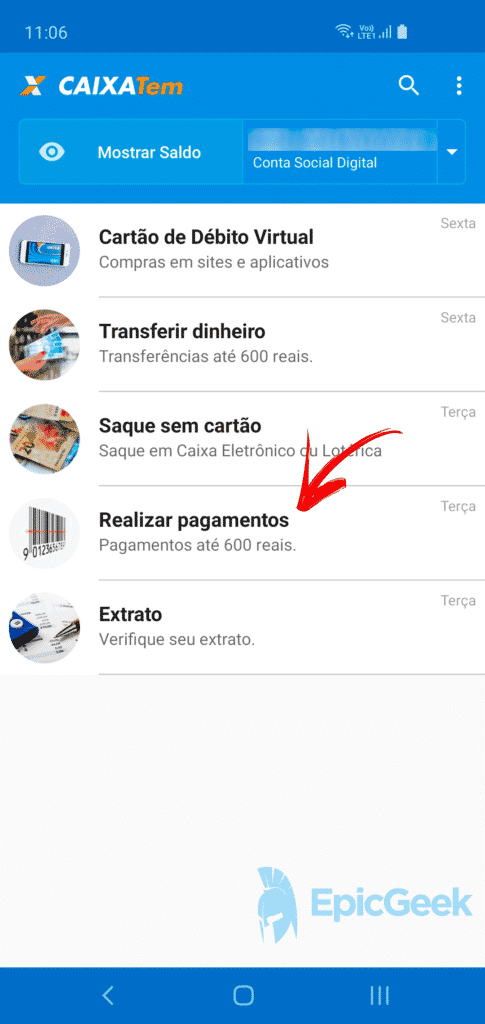 Caixa Tem - Realizar pagamentos