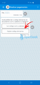 Caixa Tem - Digitar código de barras