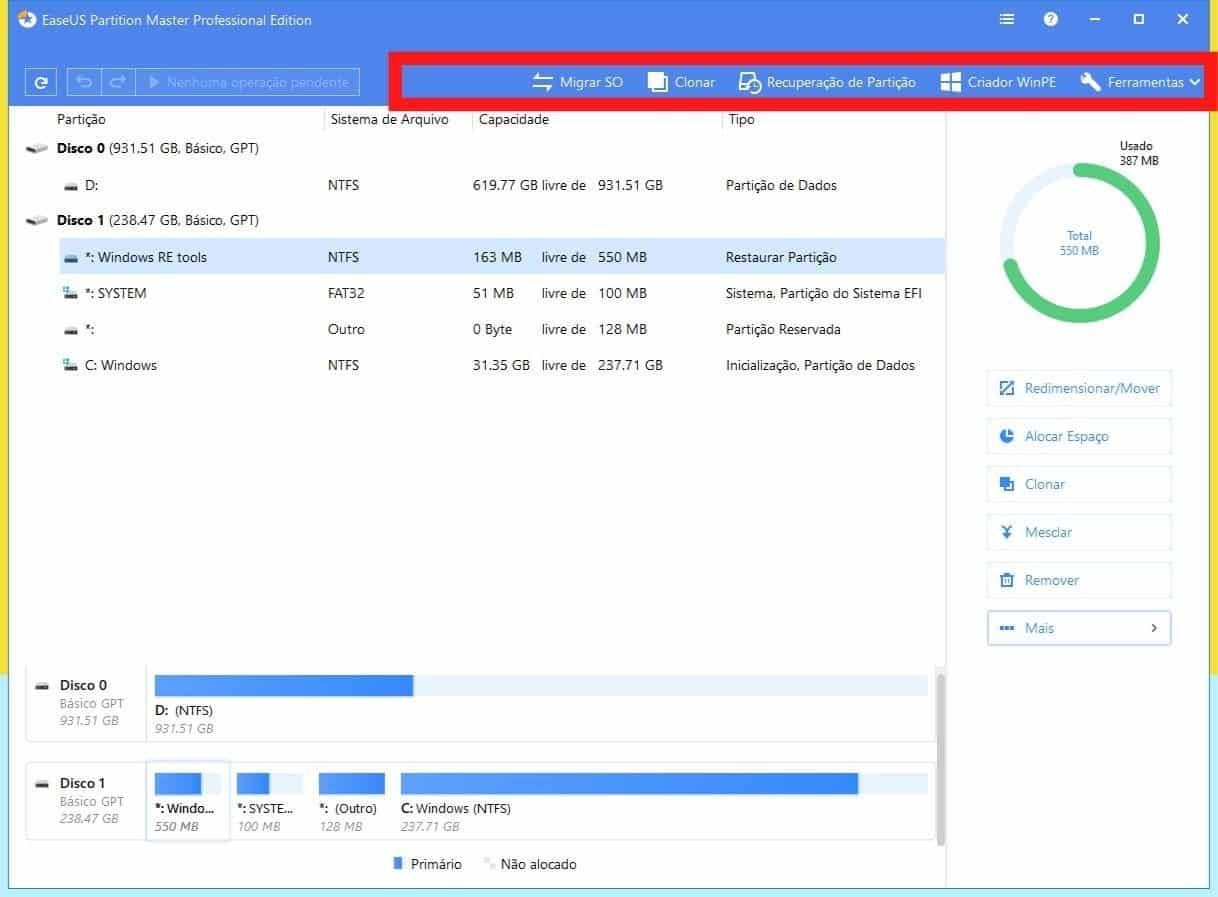 EaseUS Partition Master - Topo