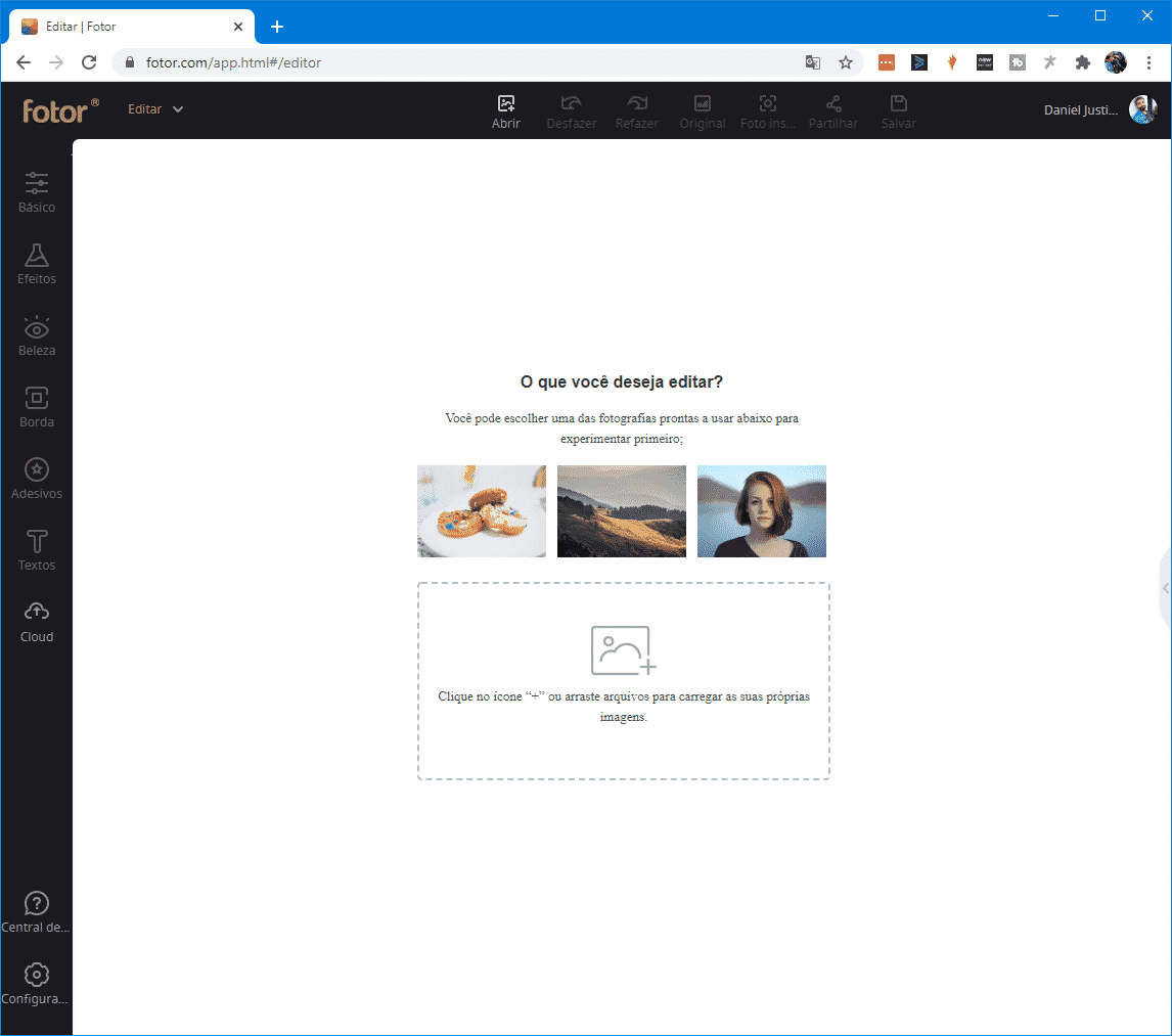 Tela inicial - Editar foto