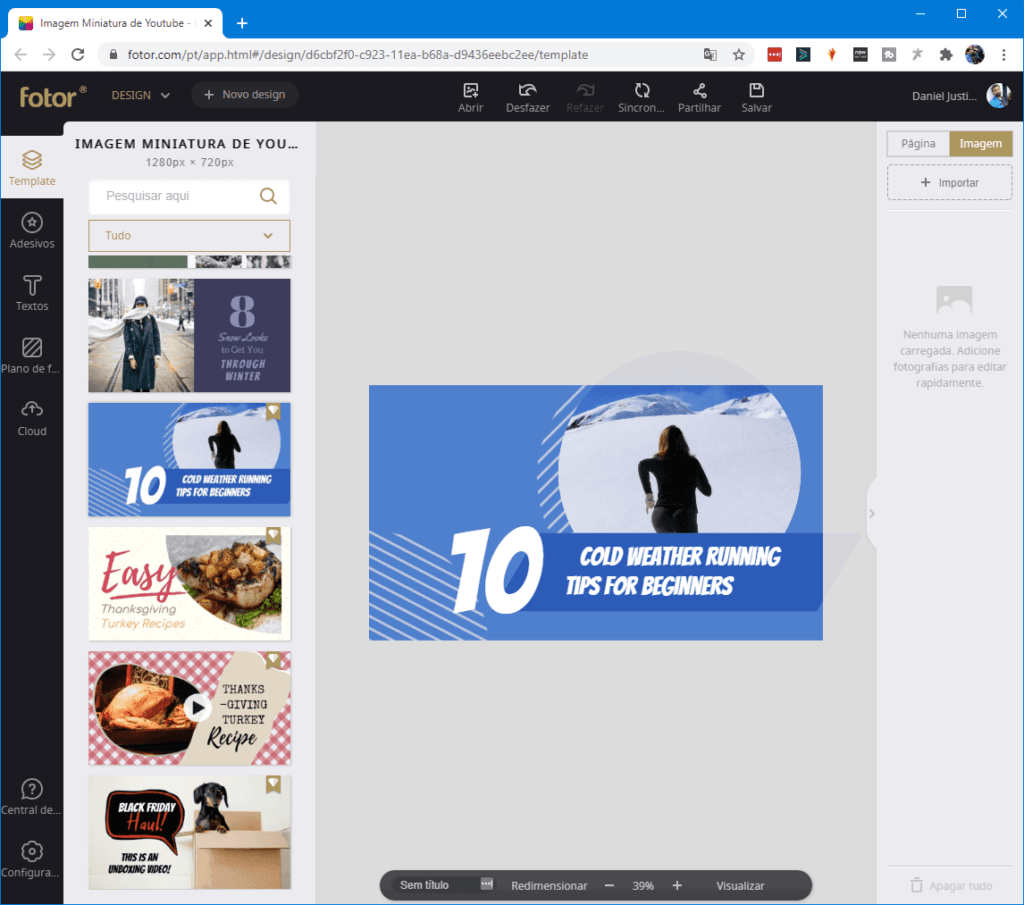 Template escolhido - Criar Design