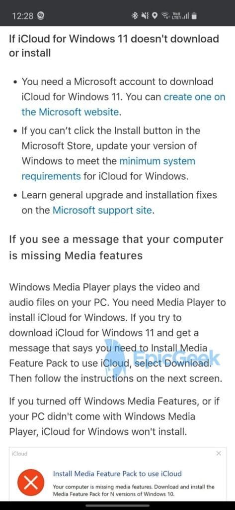 Apple Windows 11 iCloud