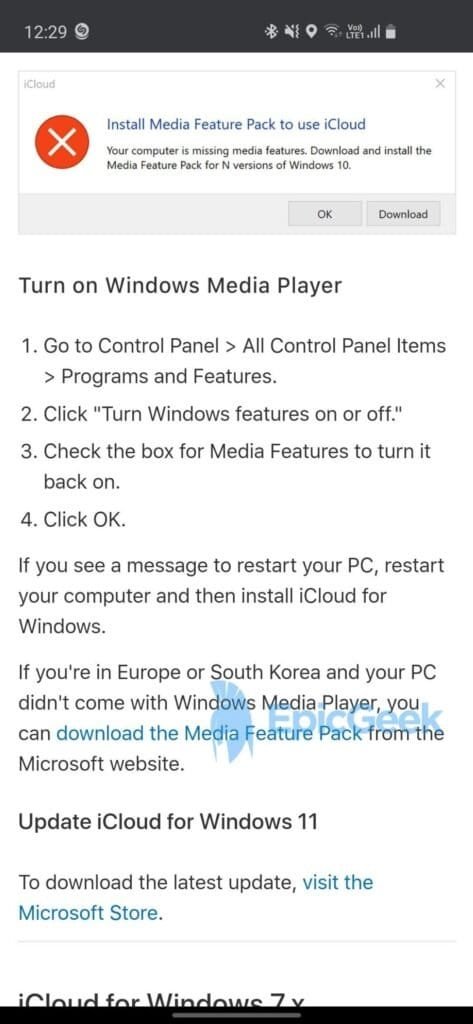 Apple Windows 11 iCloud