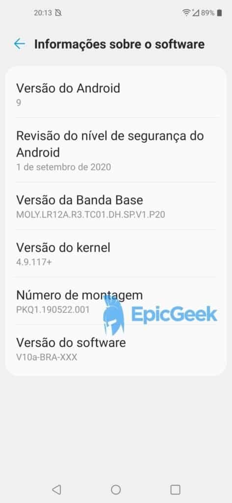 LG K61 - setembro 2020