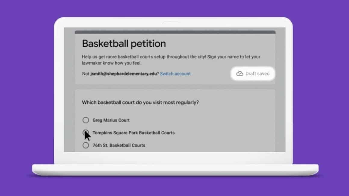 Google Formulários Rascunho Salvamento