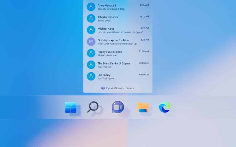 Windows 11 - Chat Teams