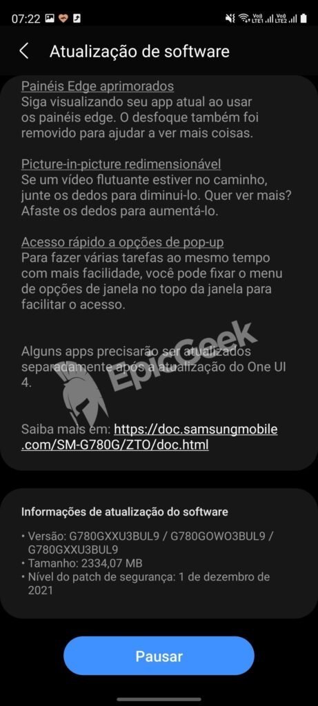Samsung Galaxy S20 FE One UI 4 Android 12