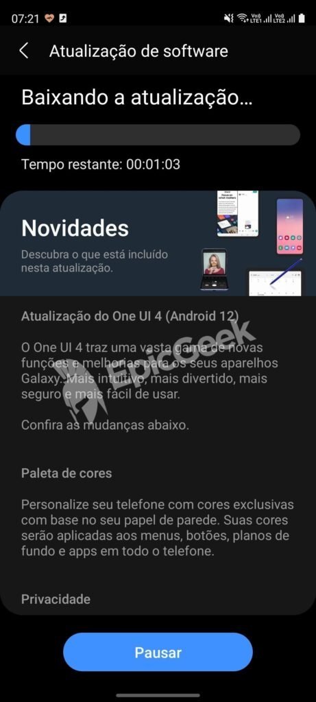 Samsung Galaxy S20 FE One UI 4 Android 12