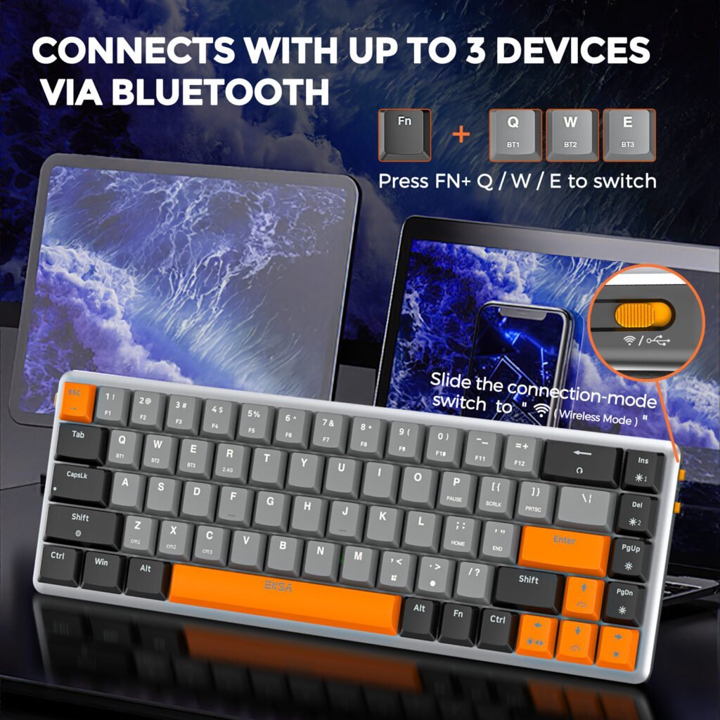 Com Switch vermelho, corpo compacto e bateria integrada, o EKSA EK3000 é o primeiro teclado da marca, que já é conhecida pelos seus headsets gamer