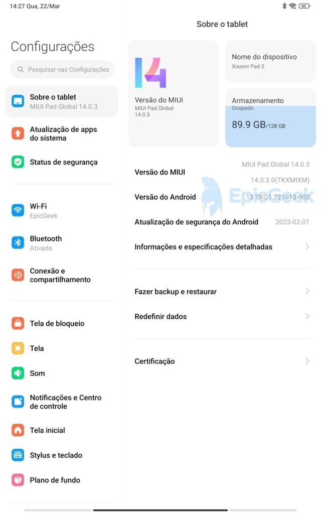 Xiaomi Pad 5 MIUI Pad 14