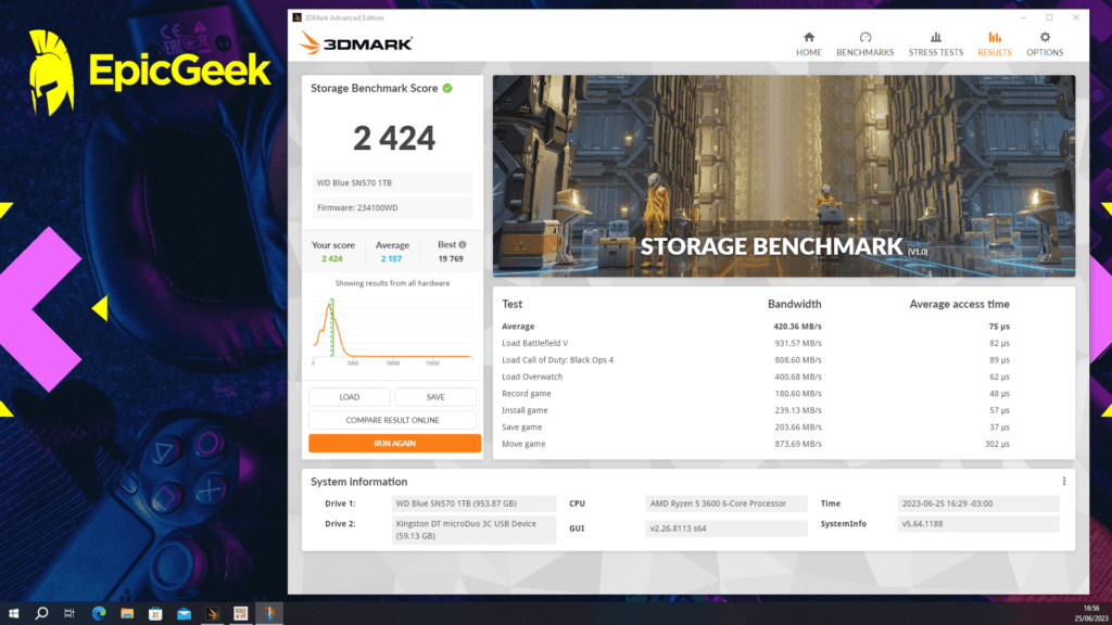 WD Blue SN570 - 3DMark Storage Benchmark