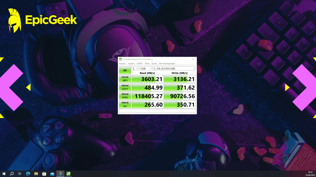WD Blue SN570 - CrystalDisk Mark 1GB (Peak Performance)