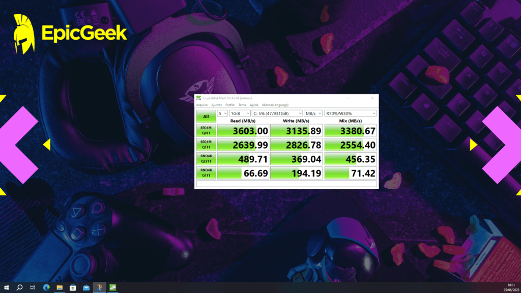 WD Blue SN570 - CrystalDisk Mark 1GB (default+mix)