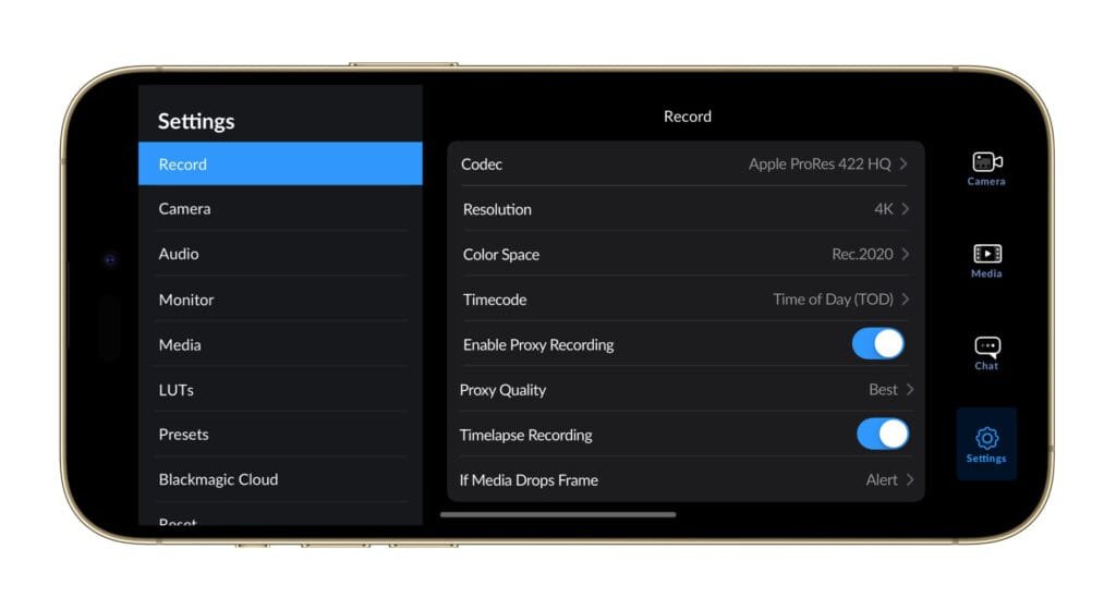 Blackmagic Camera Davinci Resolve iOS