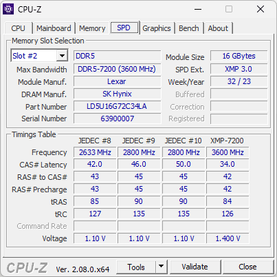Lexar ARES RGB DDR5 - CPU-z SPD