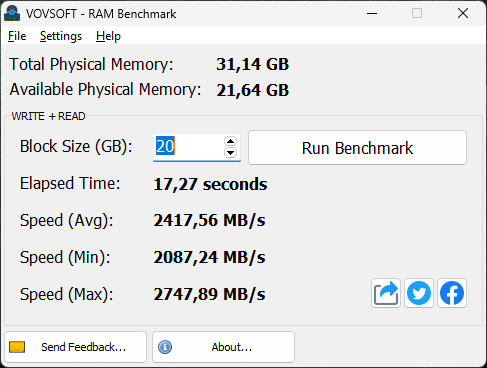 Lexar ARES RGB DDR5 - VOVSOFT RAM Benchmark