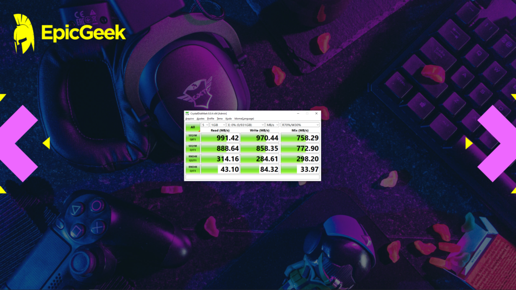 Lexar E6P - CrystalDiskMark - Default+Mix Read&Write