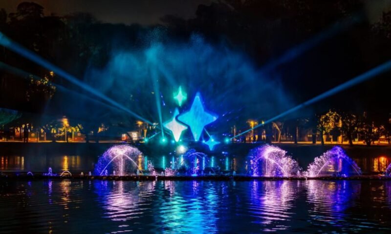 Samsung divulga Galaxy AI com projeção e show de luzes no lago do Parque Ibirapuera
