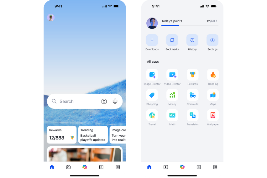 Bing Homepage and entry