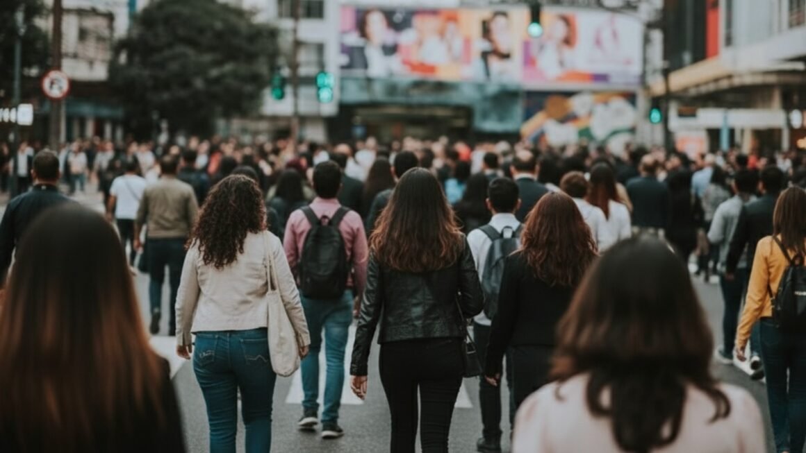 Pessoas atravessando a rua