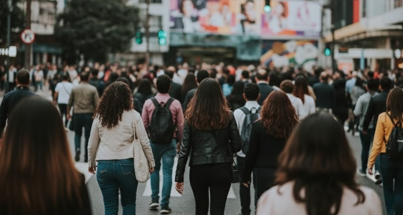Pessoas atravessando a rua