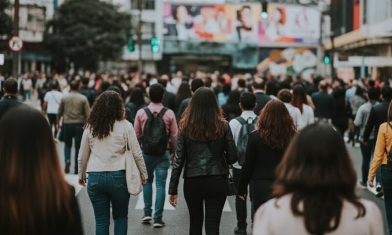 Pessoas atravessando a rua