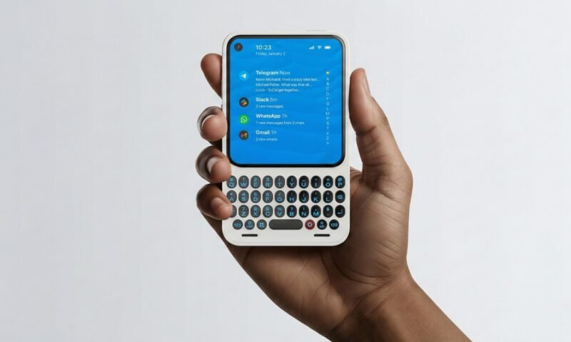 O retorno do teclado físico: Clicks Communicator chega com Android 16 e bateria de silício; conheça