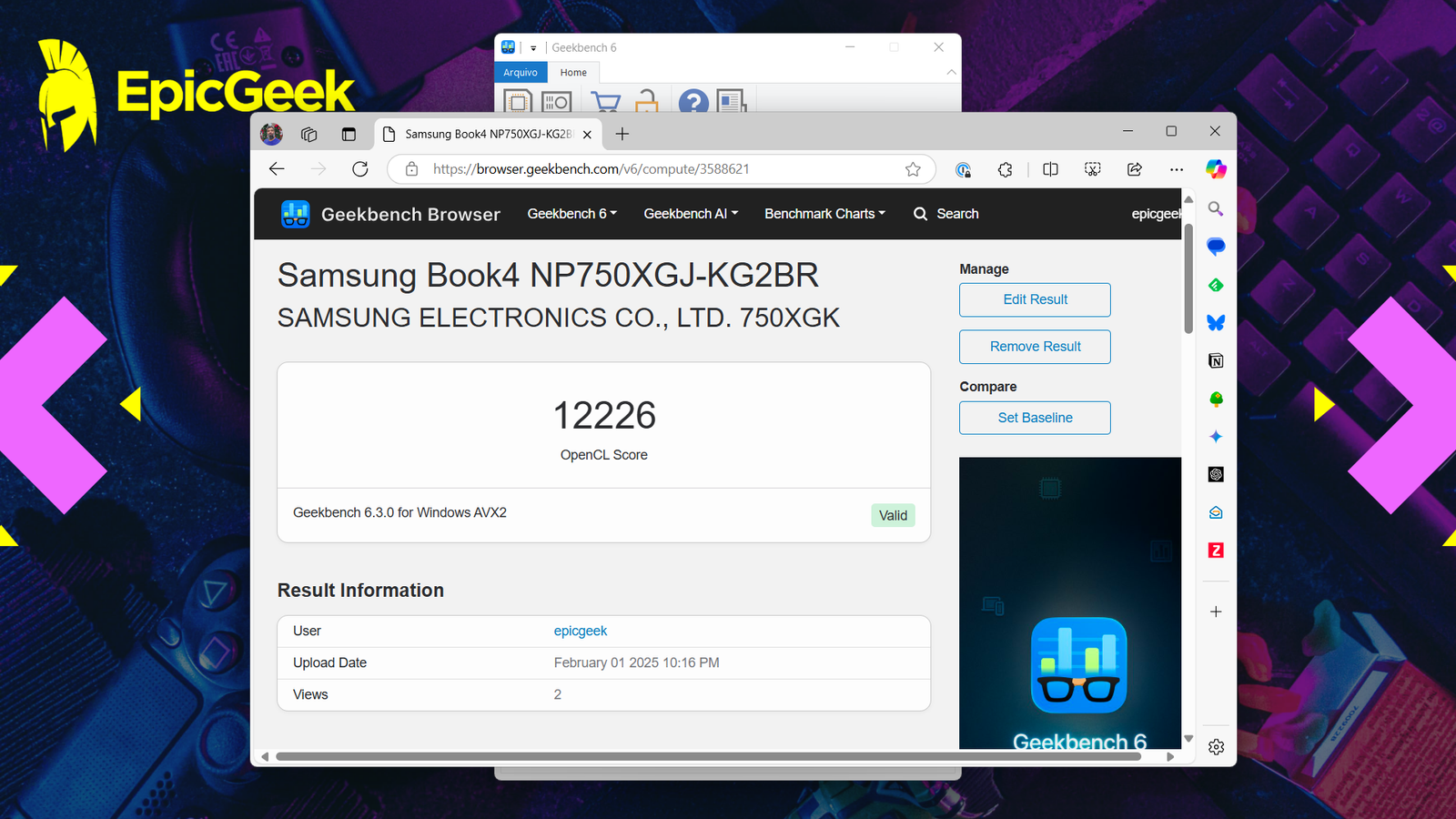 Samsung Galaxy Book4 - Geekbench GPU OpenCL
