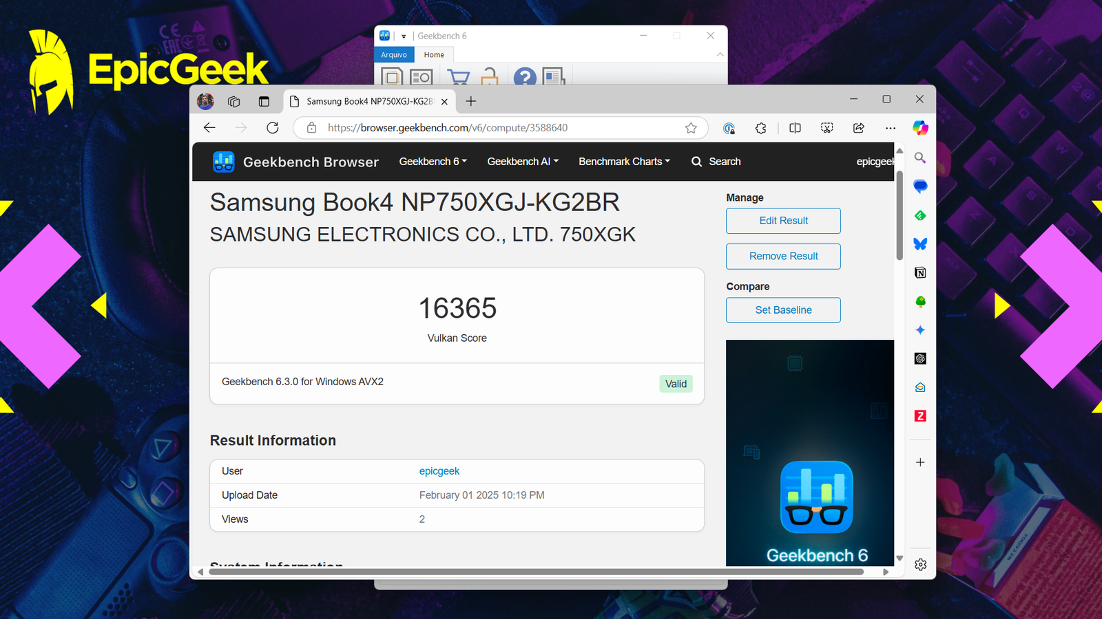Samsung Galaxy Book4 - Geekbench GPU Vulkan