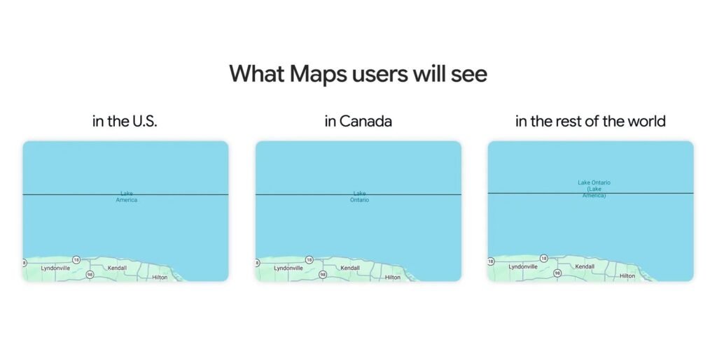 Google Maps agora exibe 'Lake America' no lugar de Lake Ontario nos EUA