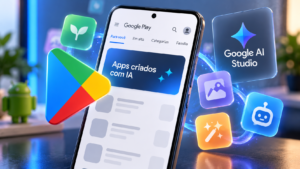 Google Play pode ganhar área para apps criados com IA no AI Studio