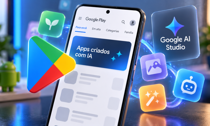 Google Play pode ganhar área para apps criados com IA no AI Studio