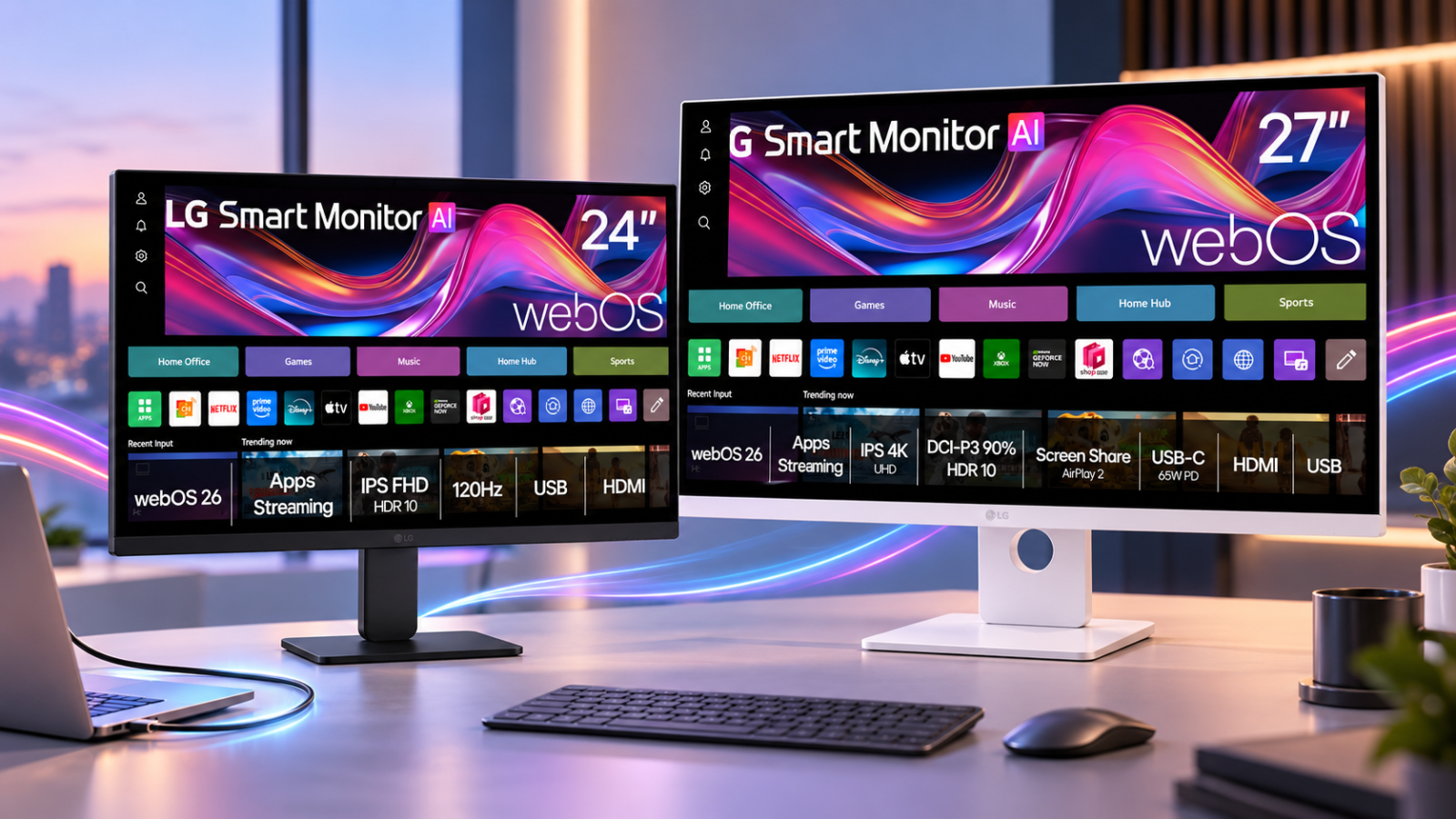 Novos monitores da LG trazem webOS 26, USB-C e versões de 120 Hz
