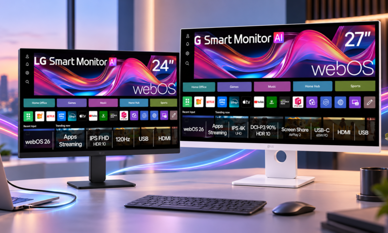 Novos monitores da LG trazem webOS 26, USB-C e versões de 120 Hz