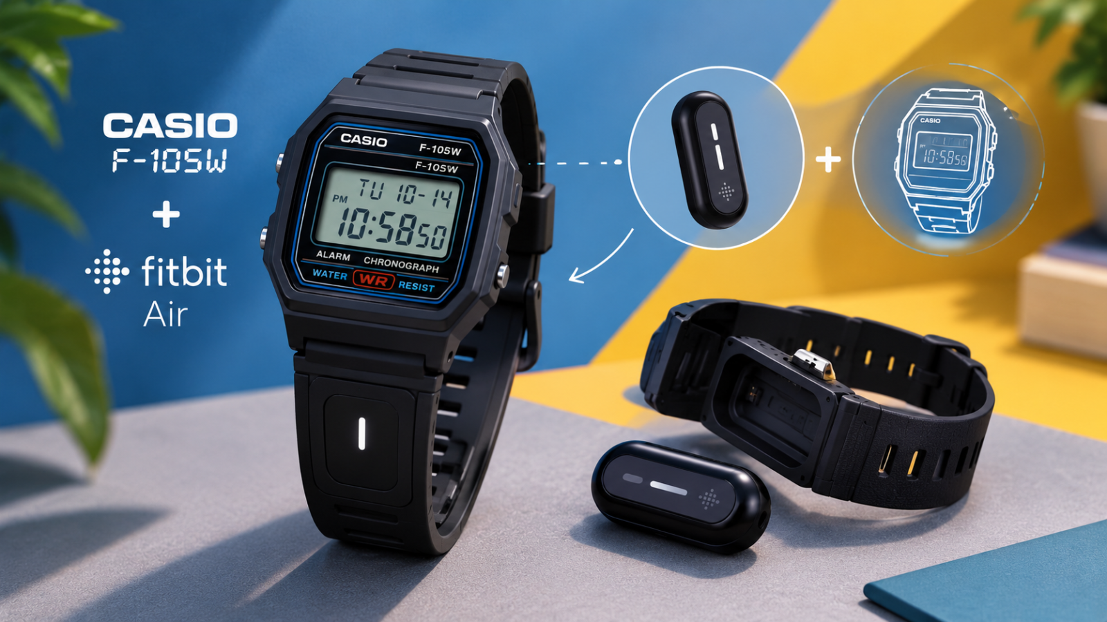 Impressão 3D une Casio F-105W e Fitbit Air em um acessório híbrido