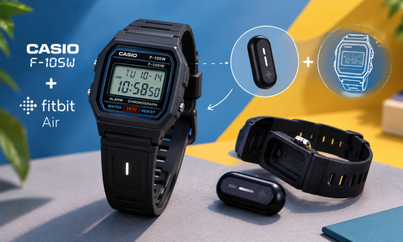 Impressão 3D une Casio F-105W e Fitbit Air em um acessório híbrido