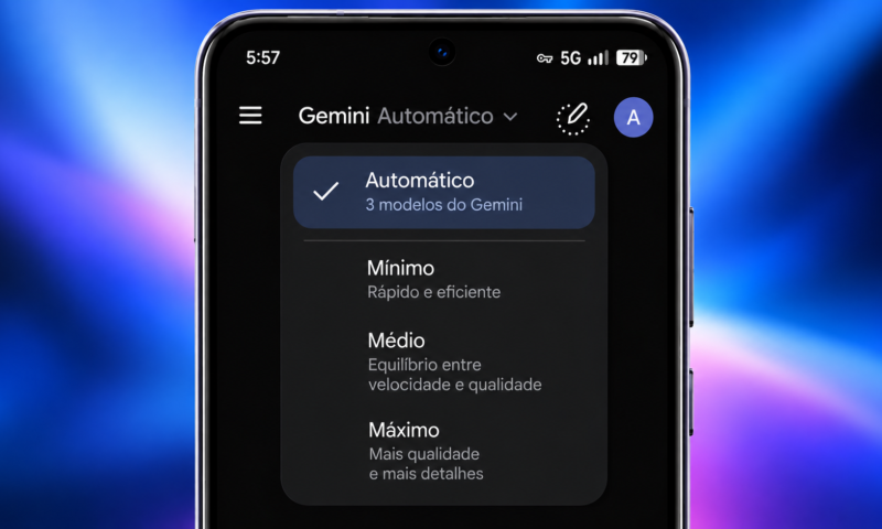 Menu do Gemini Automático no Smartphone
