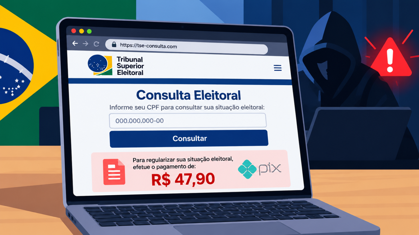 TSE falso golpe Pix phishing