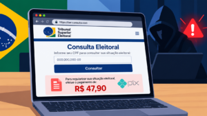 Site falso que imita TSE usa dados reais e cobra Pix de R$ 47,90